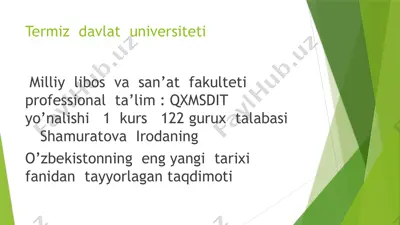 o‘zbekiston respublikasi prezidenti sh.m.mirziyoyevning ma’naviy yetuk shaxsni tarbiyalashda tarixiy xotiraning o‘rni va saboqlari to‘g‘risidagi fikrlari — PPTX