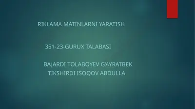 riklama matinlarini yaratish — PPTX