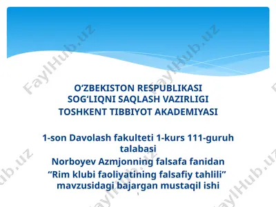 "rim klubining falsafiy tahlili" — PPTX