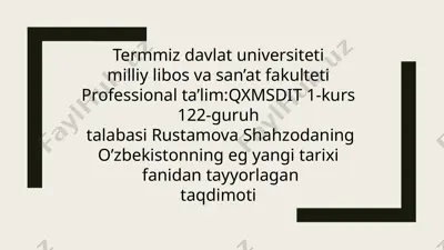 o’zbekiston respublikasida prizdentlik institute joriy etilishi — PPTX