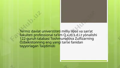tarixiy taqdimot: milliy urf odatlar an'analar qadriyatlarning qayta tiklanishi — PPTX