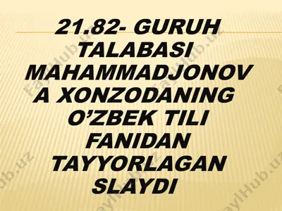 o'zbek tili fanidan tayyorlagan slayd — PPTX