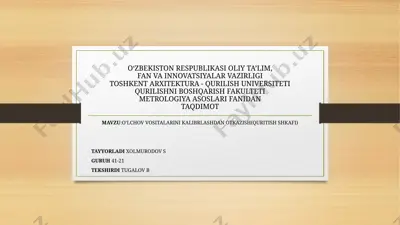 o’lchov vositalarini kalibrlashdan otkazish(quritish shkafi) — PPTX
