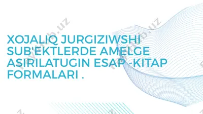 xojaliq jurgiziwshi sub'ektlerde amelge asirilatugin esap -kitap formalari — PPTX