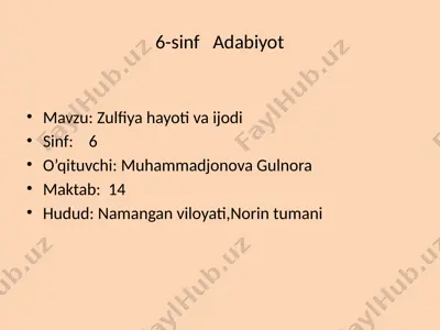 zulfiya hayoti va ijodi — PPTX