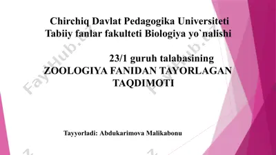 zoologiya fanidan tayorlangan jigar qurti tuzilishi, rivojlanishi va zarari taqdimoti — PPTX