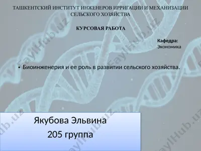 биоинженерия и ее роль в развитии сельского хозяйства — PPTX