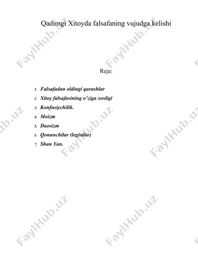 qadimgi xitoyda falsafaning vujudga kelishi — DOC