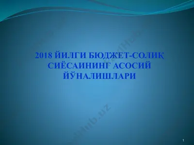 2018 йилги бюджет-солиқ сиёсайнинг асосий йўналишлари — PPTX