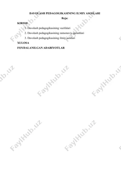 davolash pedagogikasining ilmiy asoslari — DOCX
