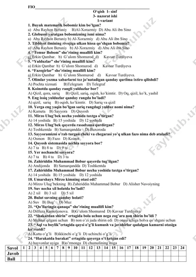 falsafa va falsafa tarixi test savollari — DOCX
