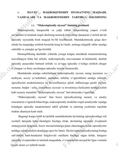 makroiqtisodiy siyosatning maqsadi, vazifalari va tartibi — DOCX