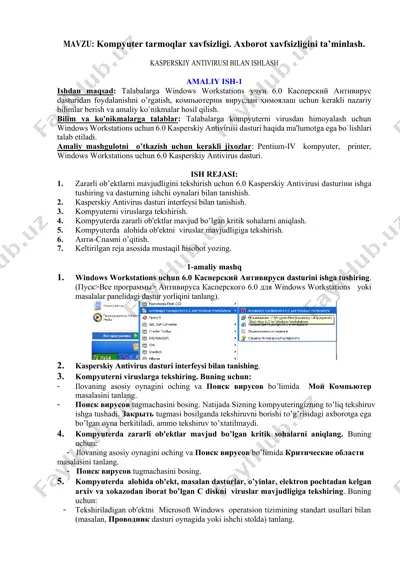 kasperskiy antivirusi — DOCX