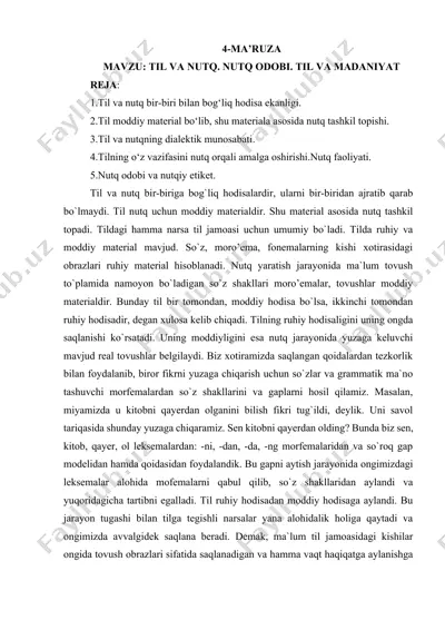 til va nutq mavzusidagi ma'ruza — DOCX