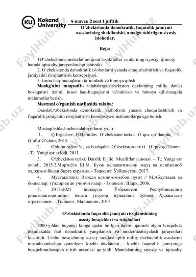 o‘zbekistonda demokratik islohotlar va fuqarolik jamiyati — DOCX