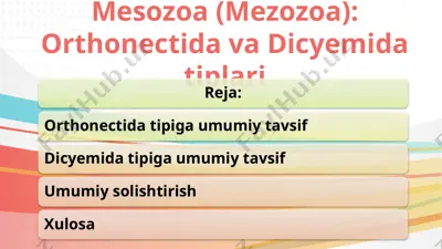 mesozoa (mezozoa): orthonectida va dicyemida tiplari — PPTX
