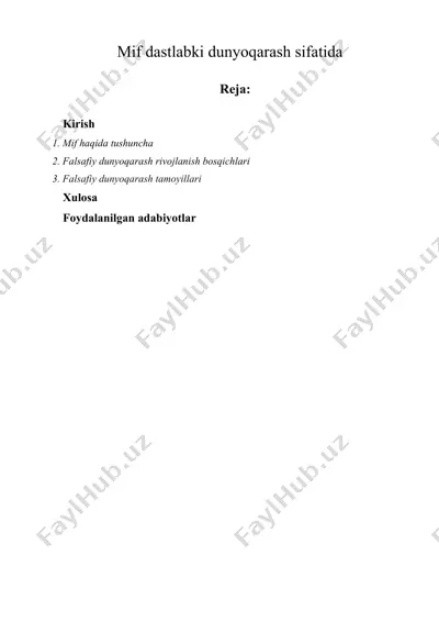 mif dastlabki dunyoqarash sifatida — DOCX