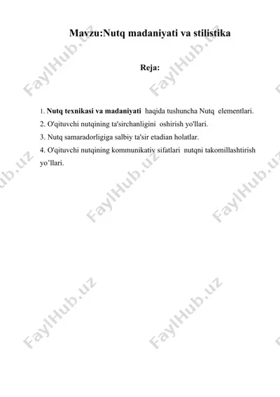 nutq madaniyati va stilistika — DOCX