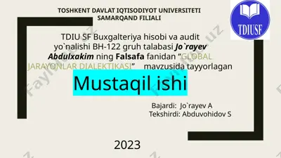 global jarayonlar dialektikasi — PPTX