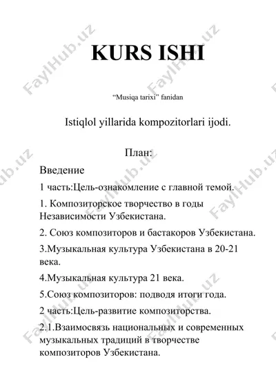 istiqlol yillarida kompozitorlari ijodi — DOCX
