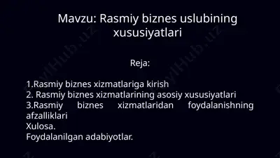 rasmiy biznes xizmatlari — PPTX