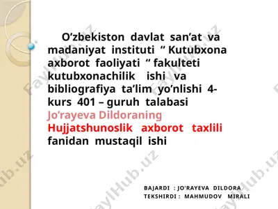 hujjatlashtirilgan axborotni qidirish va translatsiya qilish — PPTX