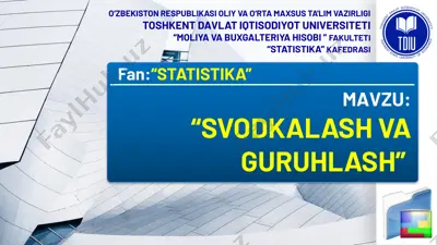 statistika faniga oid asosiy va qo’shimcha adabiyotlar — PPTX