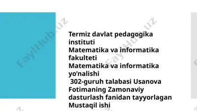 paythonda qo‘llaniladigan matematik funksiyalar — PPTX