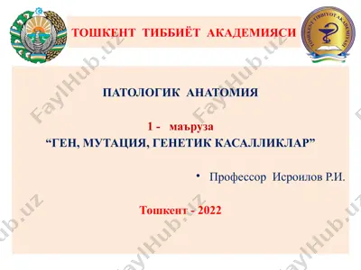 "инсон геноми, ген мутациялари ва генетик касалликлар" — PPTX
