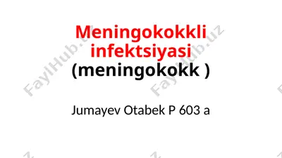 meningokokkli infektsiyasi (meningokokk) — PPTX
