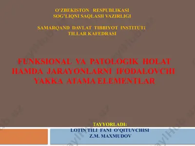 funksional va patologik holat hamda jarayonlarni ifodalovchi yakka atama elementlar — PPTX
