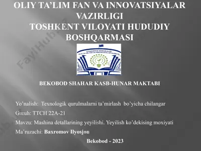 mashina detallarining yeyilishi. yeyilish ko’dekising moxiyati — PPTX