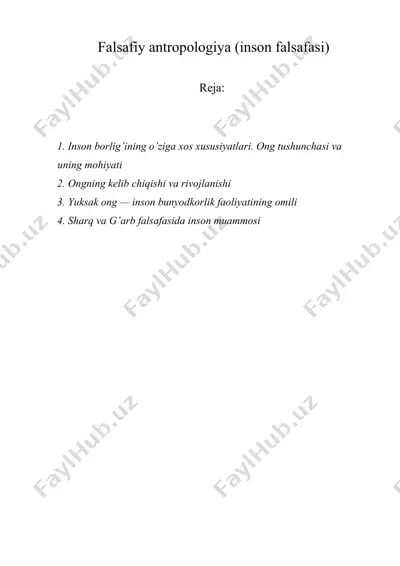 falsafiy antropologiya (inson falsafasi) — DOCX