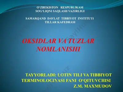oksidlar va tuzlar nomlanishi — PPTX
