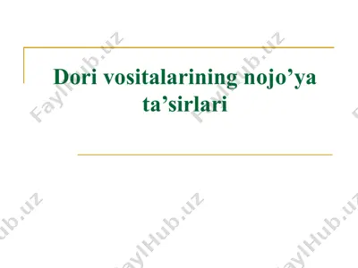 dori vositalarining nojo’ya ta’sirlari — PPTX
