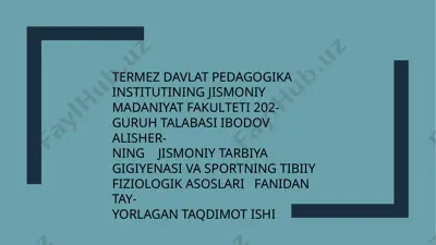 sportda ish qobiliyatini tiklash vositalari — PPTX