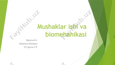 mushaklar ishi va biomehanikasi — PPTX