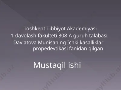 chap va ong qorincha yetishmovchiligining gemodinamikasi — PPTX