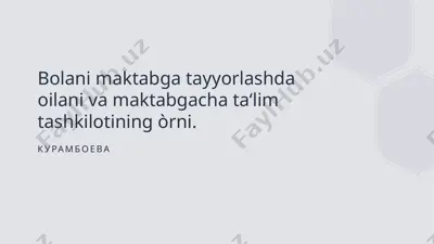 bolani maktabga tayyorlashda oilani va maktabgacha ta‘lim tashkilotining òrni — PPTX