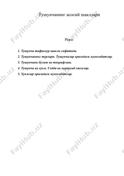 тушунчанинг асосий шакллари — DOC