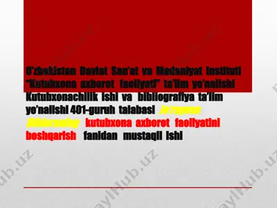davlatning kutubxona axborot faoliyati — PPTX