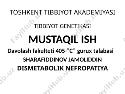 dismetabolik nefropatiya — PPTX