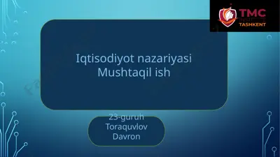 iqtisodiyot nazariyasi — PPTX