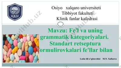 fе'l va uning grammatik katеgoriyalari. standart rеtsеptura formulirovkalari fе'llar bilan — PPTX