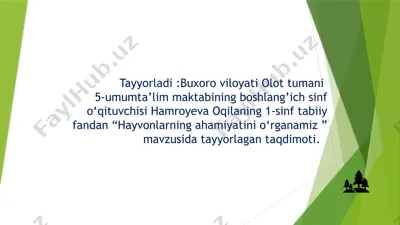 hayvonlarning ahamiyatini o‘rganamiz taqdimoti — PPTX