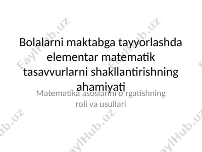 elementar matematik tushunchalar — PPTX