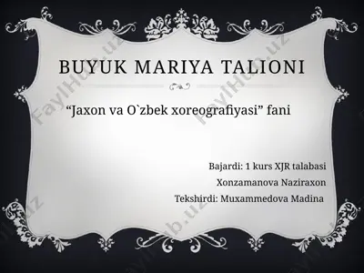 buyuk mariya talioni — PPTX