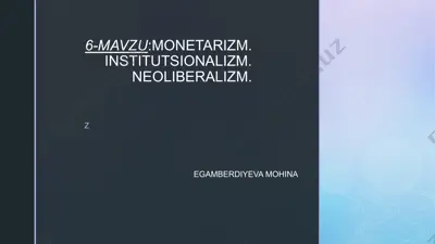 monetarizm, institutsionalizm, neoliberalizm — PPTX