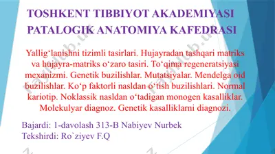 yallig‘lanishni tizimli tasirlari — PPTX