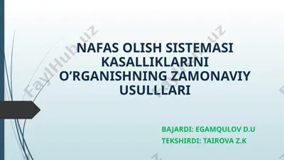 nafas olish sistemasi kasalliklarini o’rganishning zamonaviy usulllari — PPTX